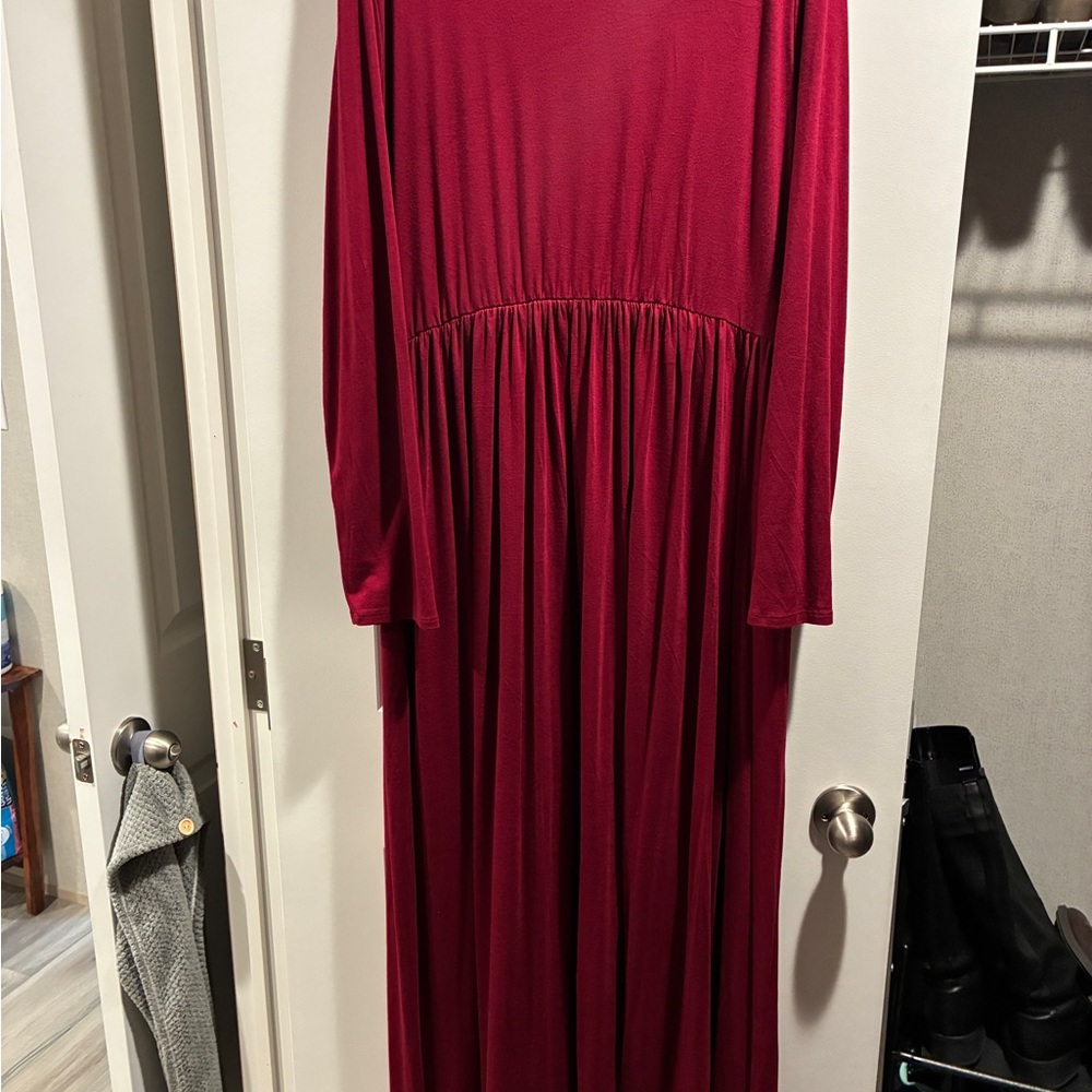 Chic Long Sleeve Burgundy Dress